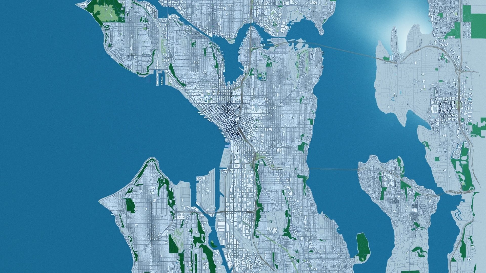Seattle with Terrain 3D model_2