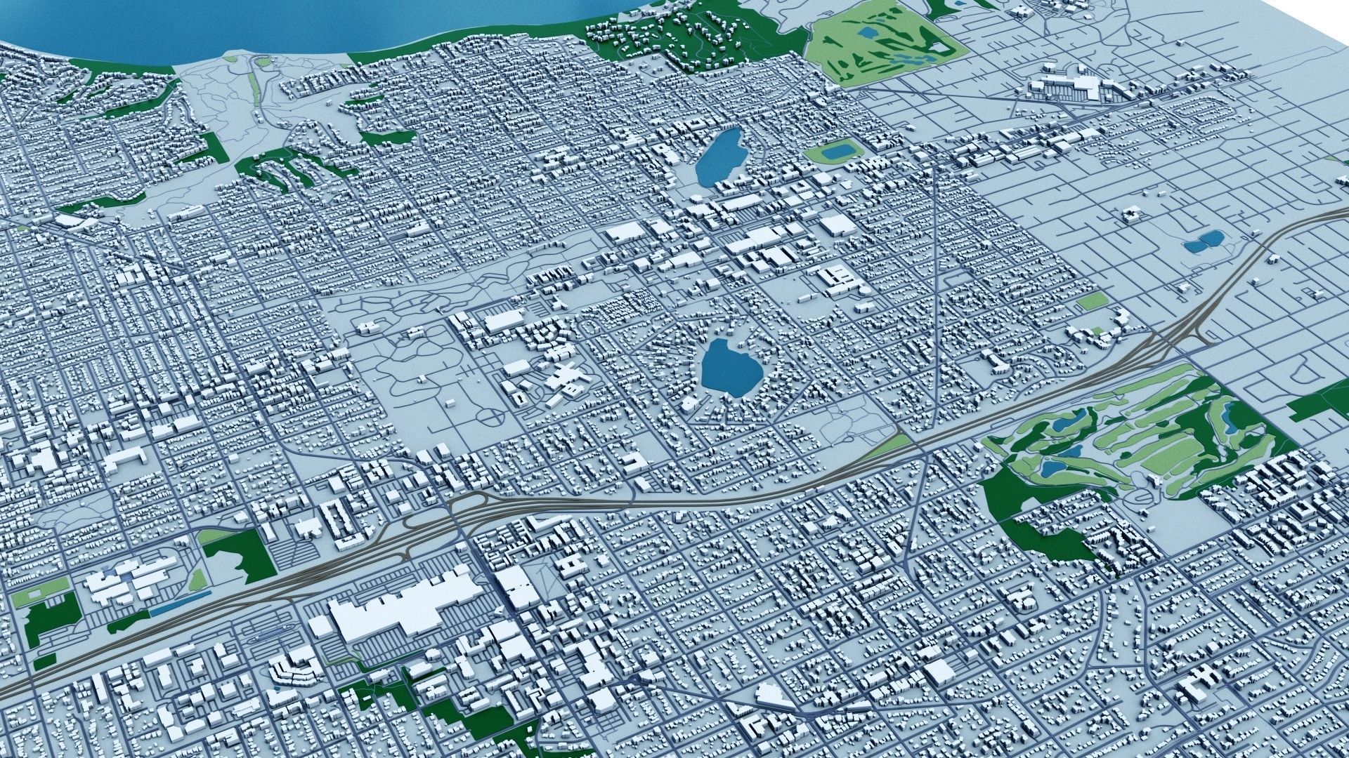 Seattle with Terrain 3D model_5