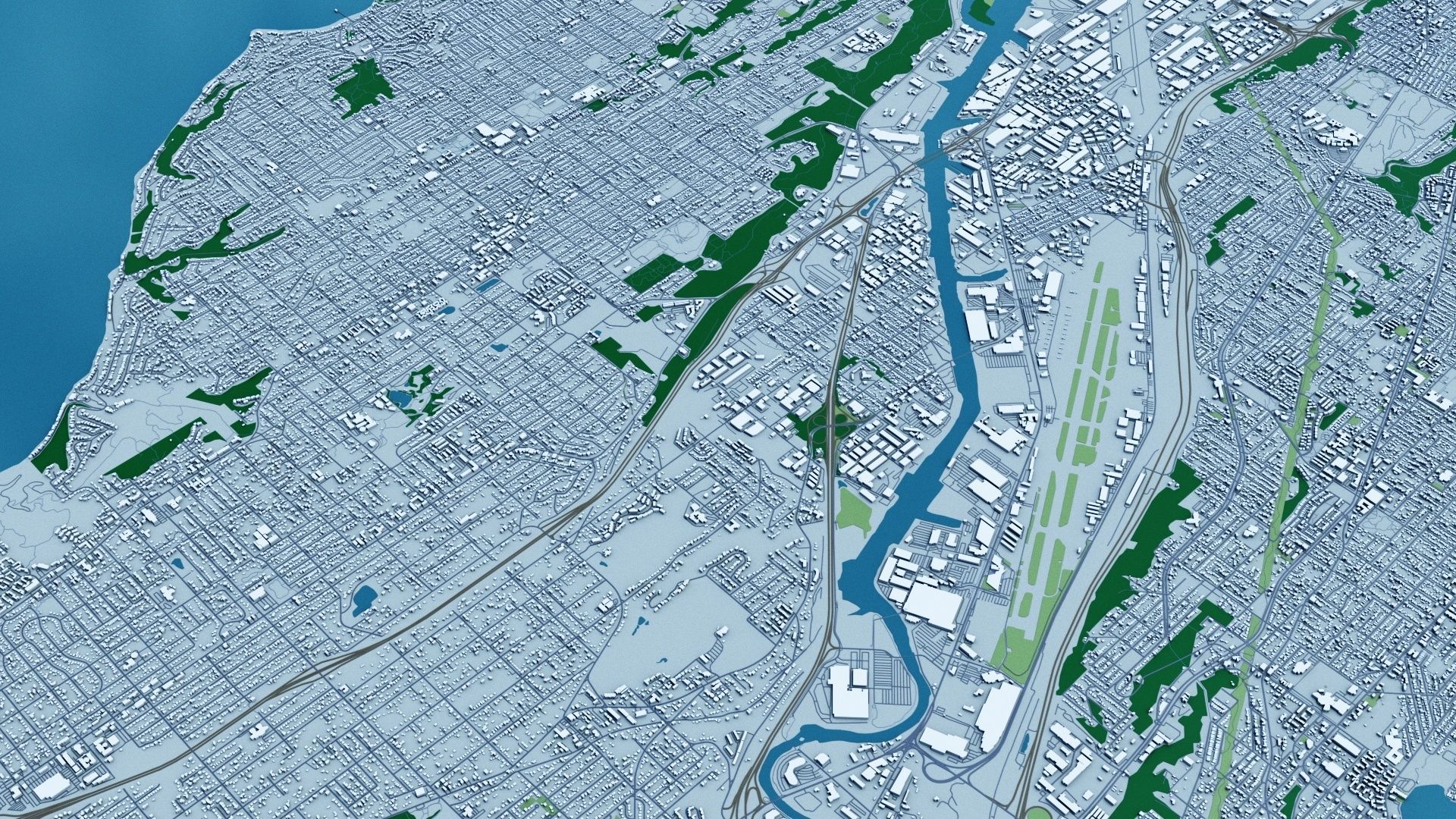 Seattle with Terrain 3D model_7