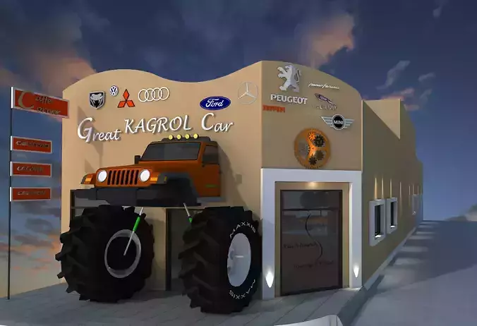 3D modelling cafe and workshop 3D model