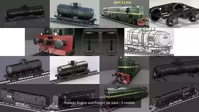 Railway Engine and Freight car pack