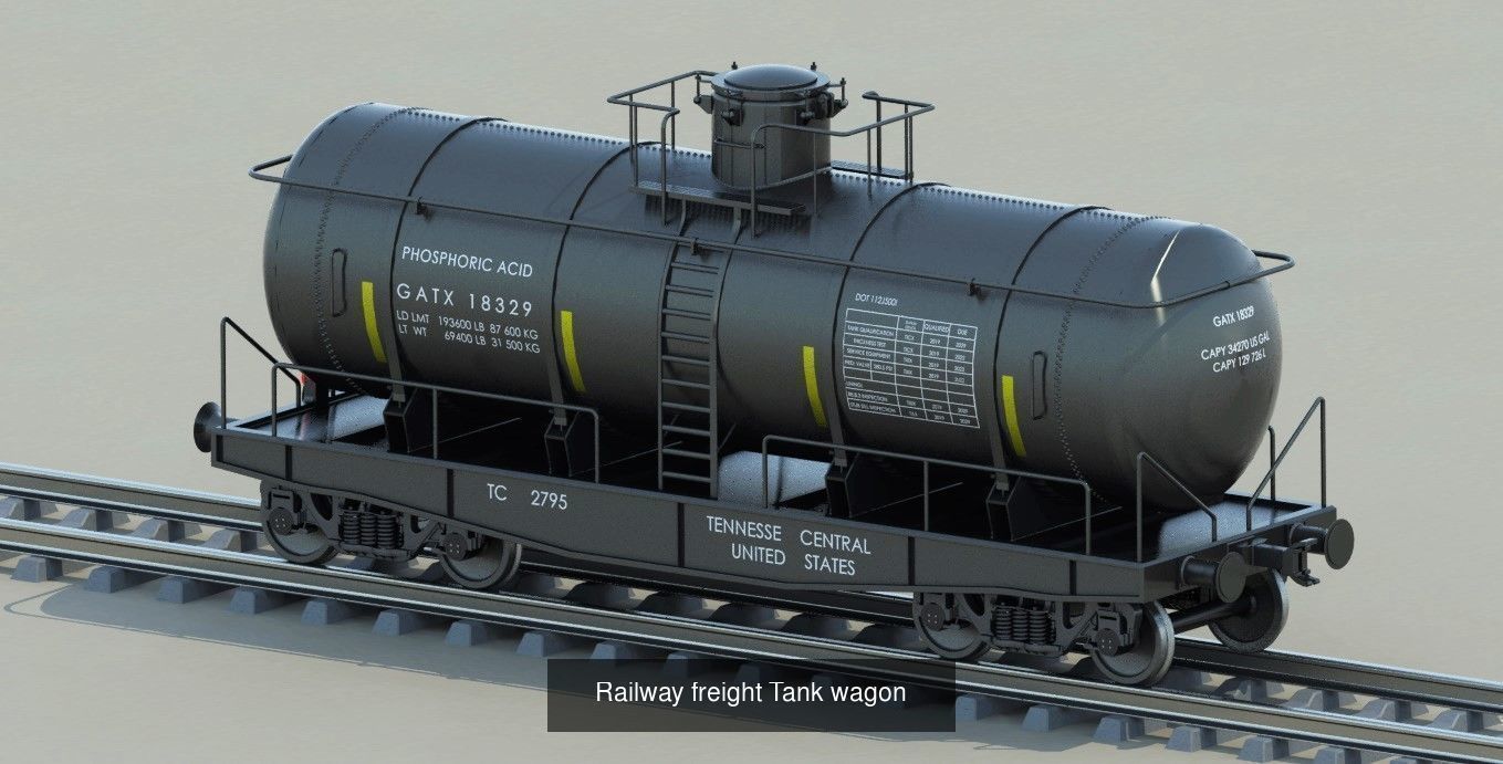 Railway Engine and Freight car pack 3D Model Collection_3