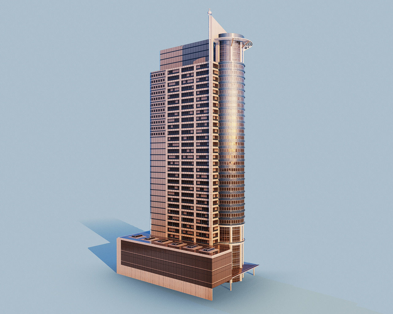 Highrise building - Chevron House Low-poly 3D model_5