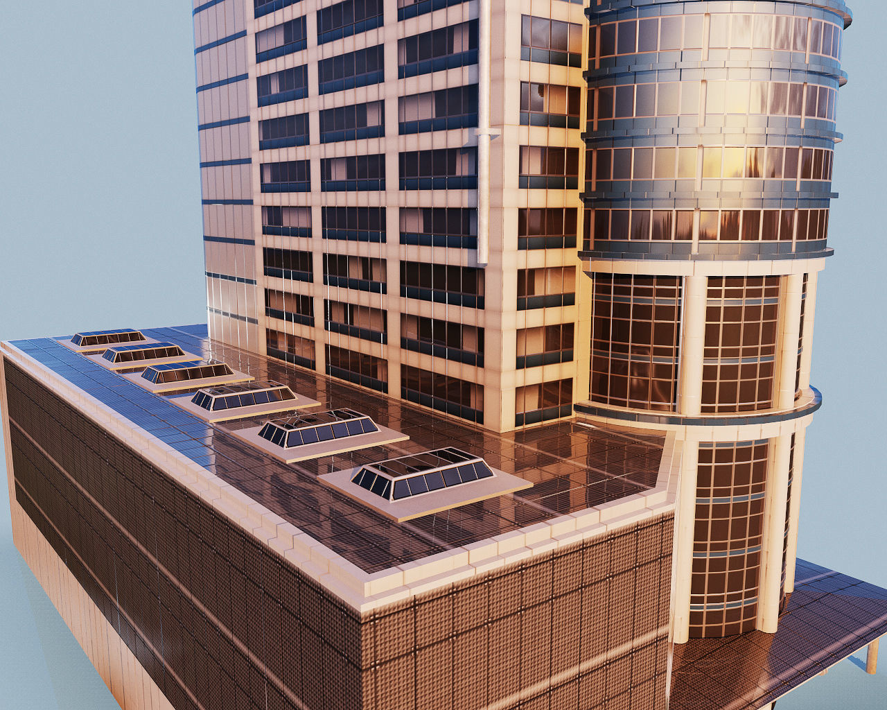 Highrise building - Chevron House Low-poly 3D model_12