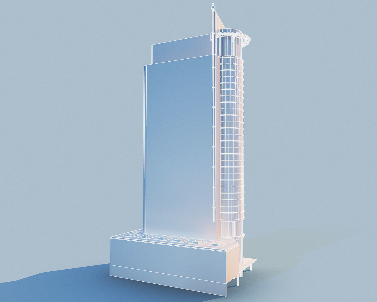 Highrise building - Chevron House Low-poly 3D model_16