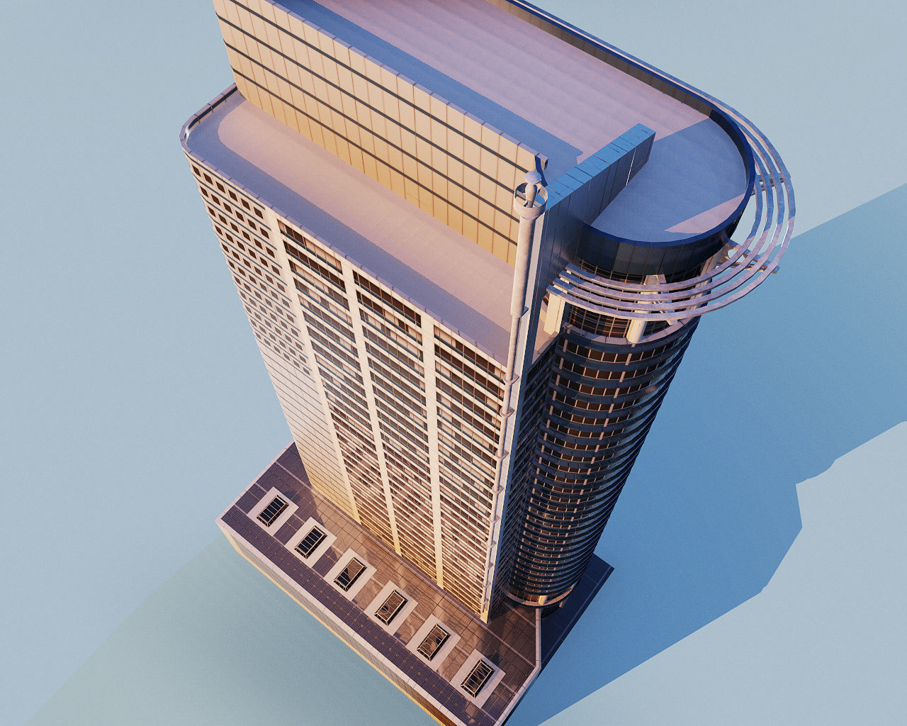 Highrise building - Chevron House Low-poly 3D model_14