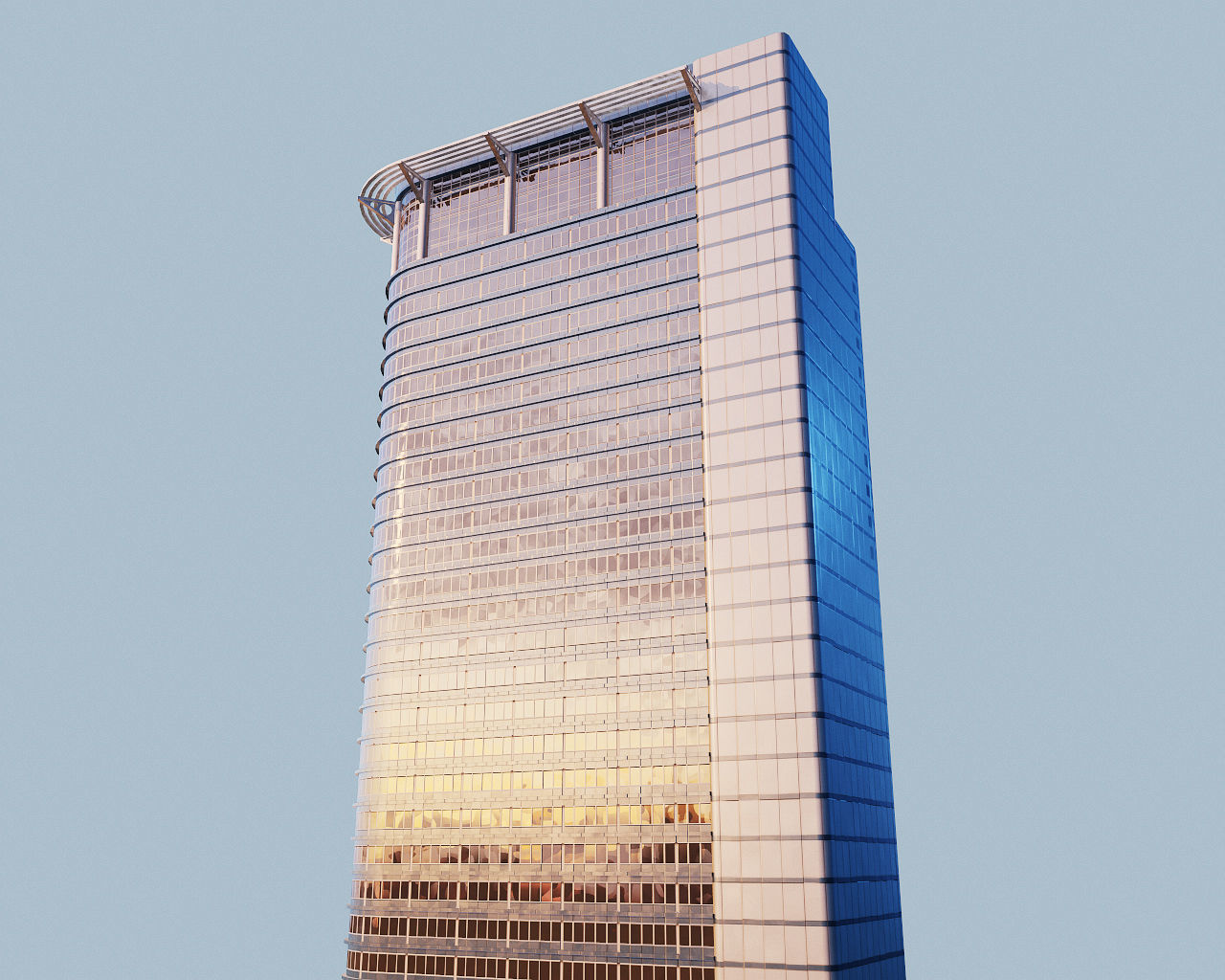 Highrise building - Chevron House Low-poly 3D model_3