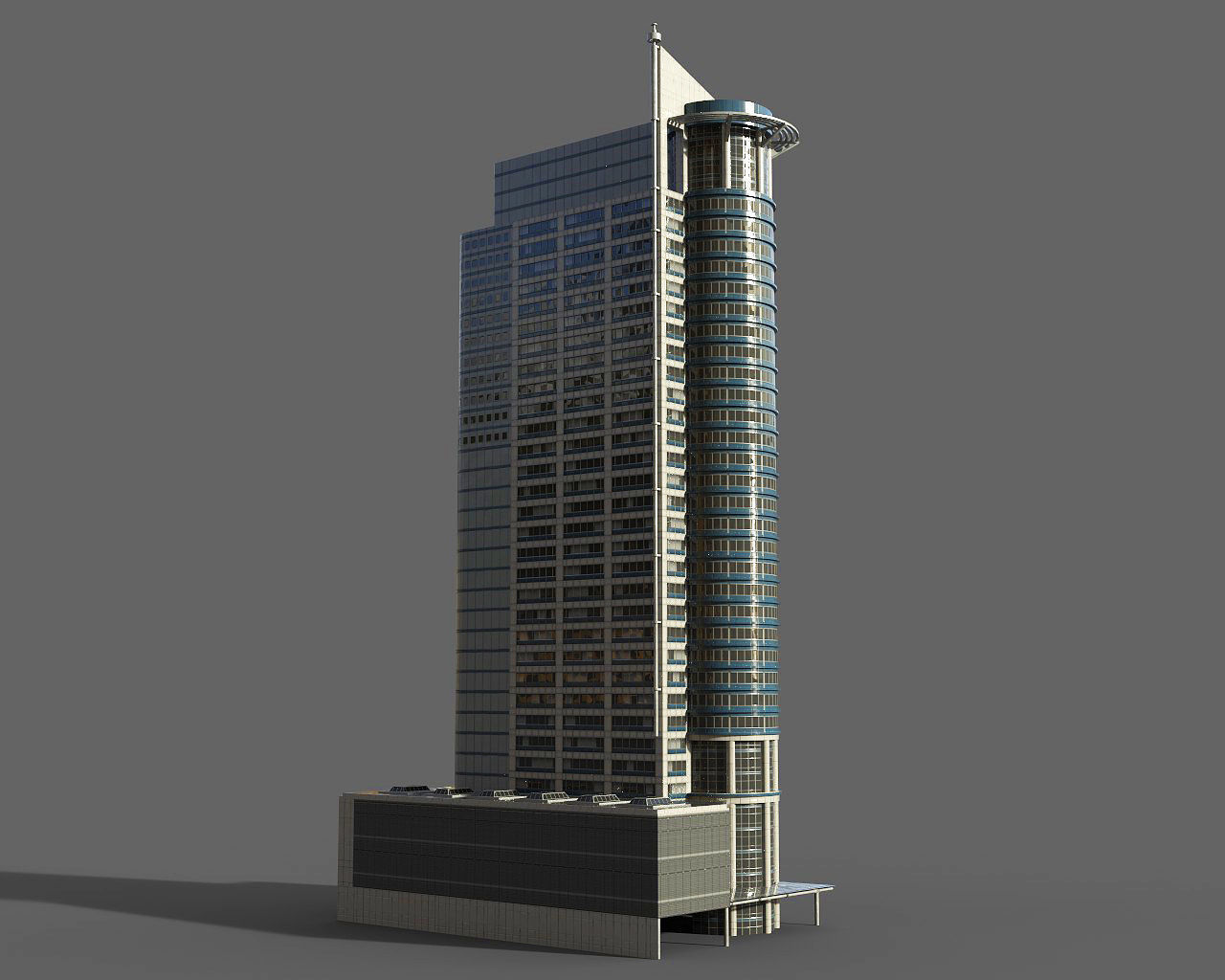 Highrise building - Chevron House Low-poly 3D model_15