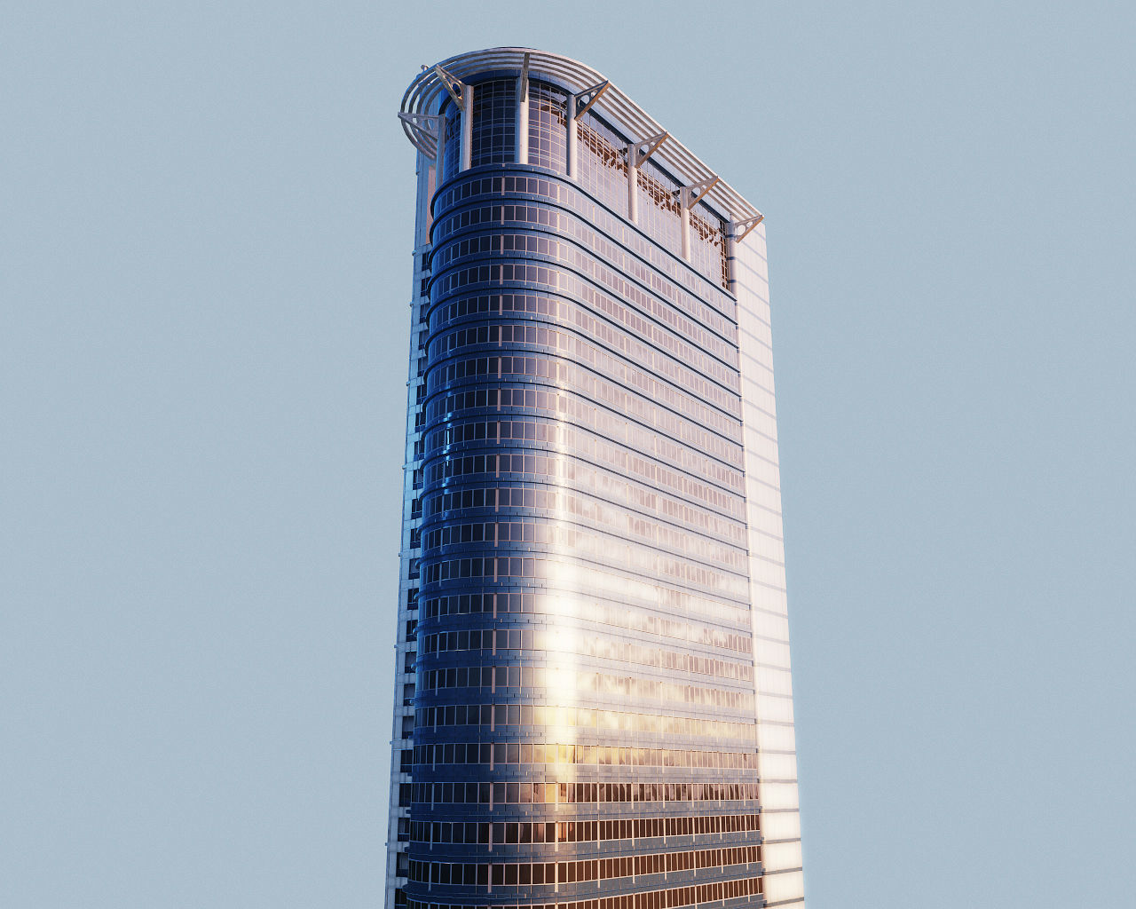 Highrise building - Chevron House Low-poly 3D model_2