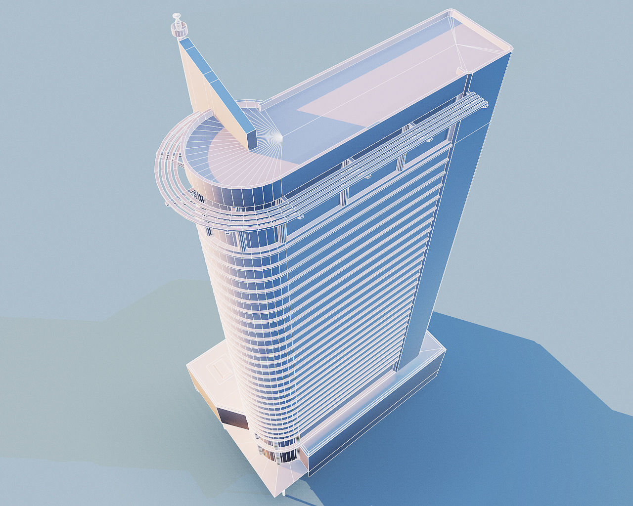 Highrise building - Chevron House Low-poly 3D model_18