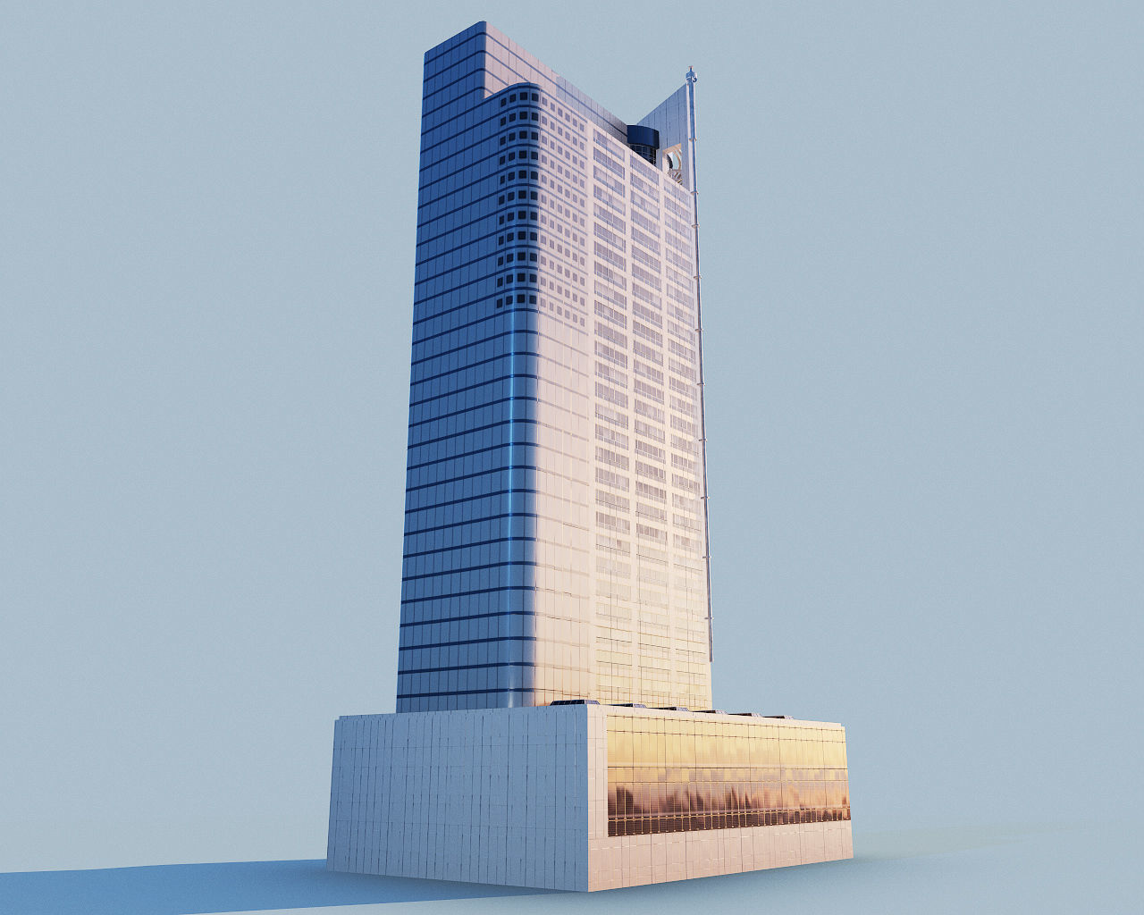 Highrise building - Chevron House Low-poly 3D model_10