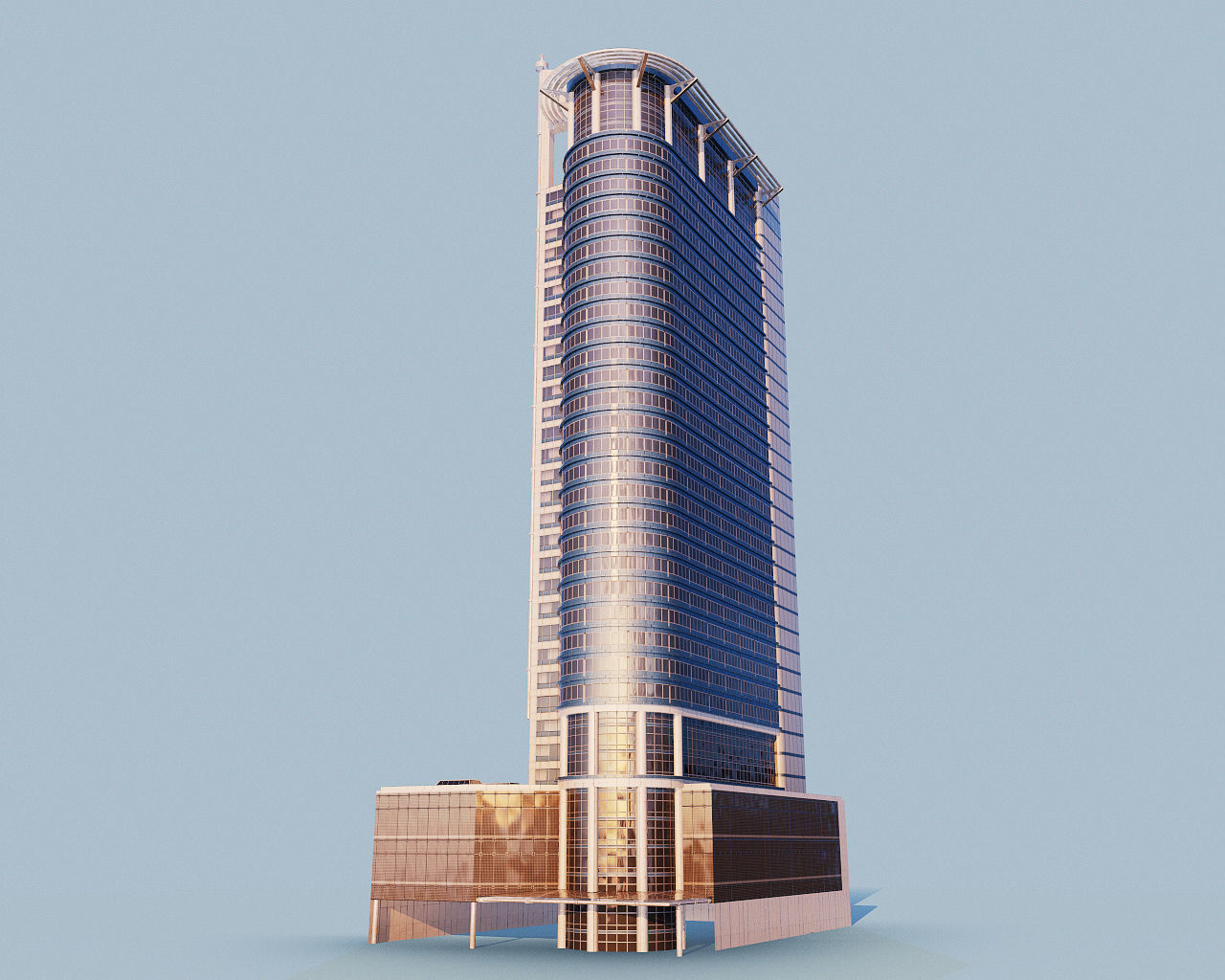 Highrise building - Chevron House Low-poly 3D model_8