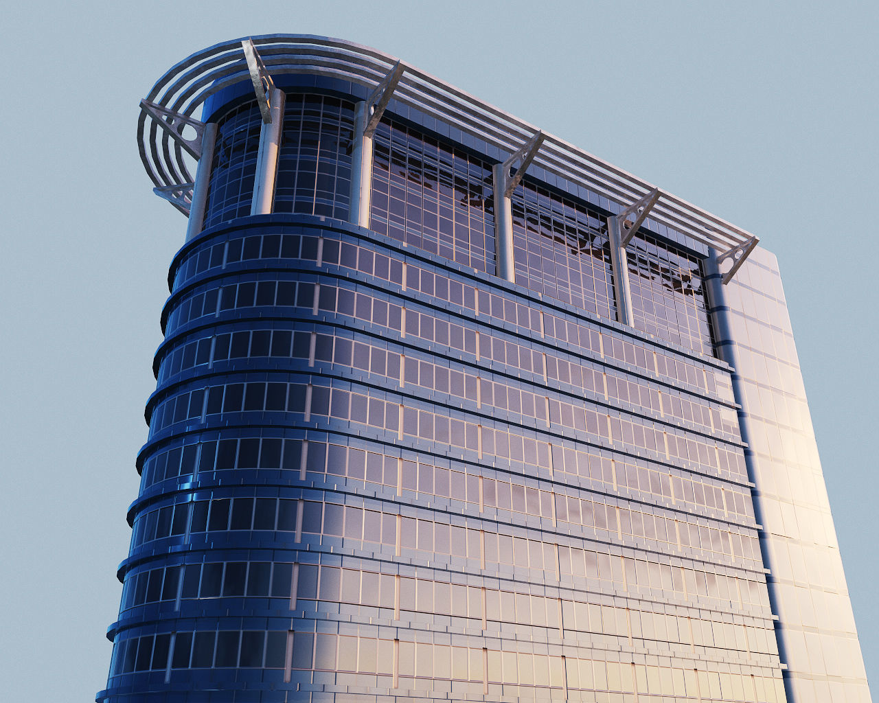 Highrise building - Chevron House Low-poly 3D model_13