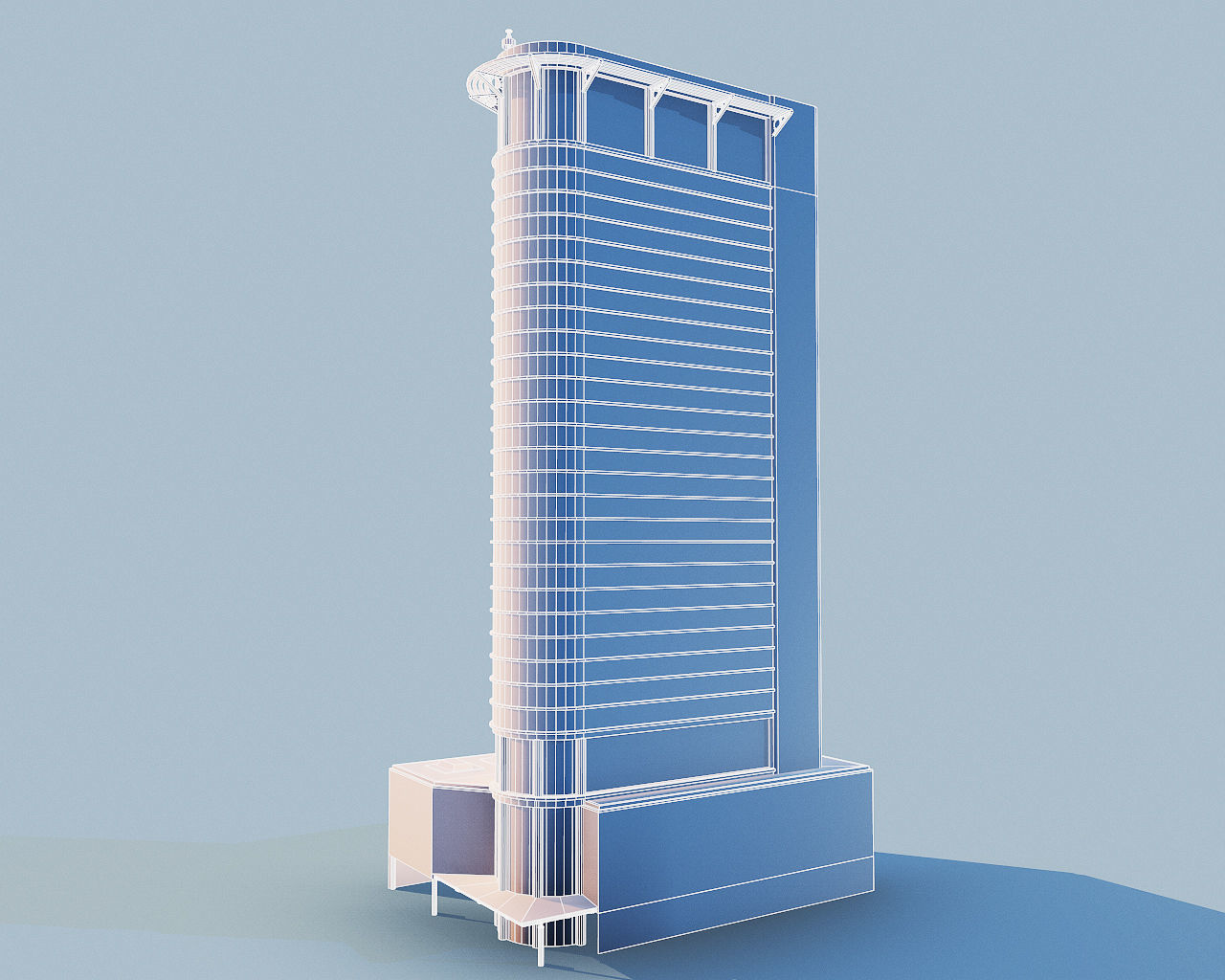 Highrise building - Chevron House Low-poly 3D model_17