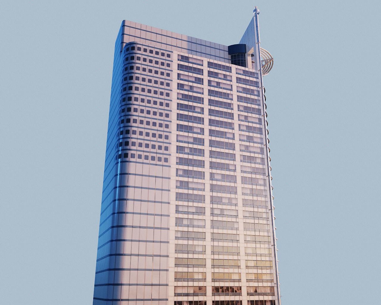 Highrise building - Chevron House Low-poly 3D model_4