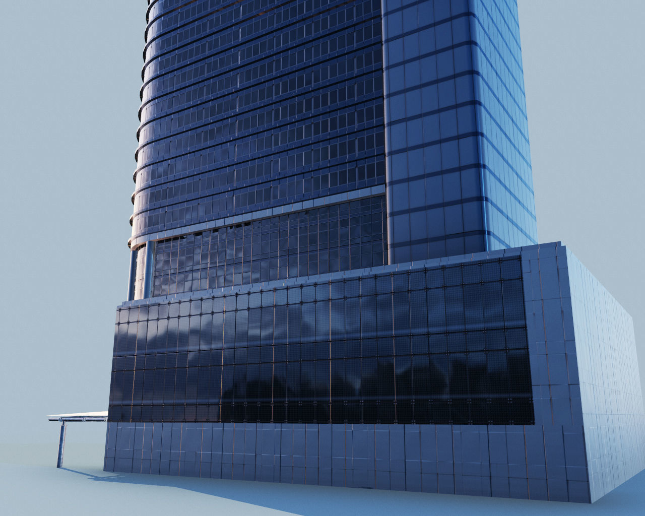 Highrise building - Chevron House Low-poly 3D model_11