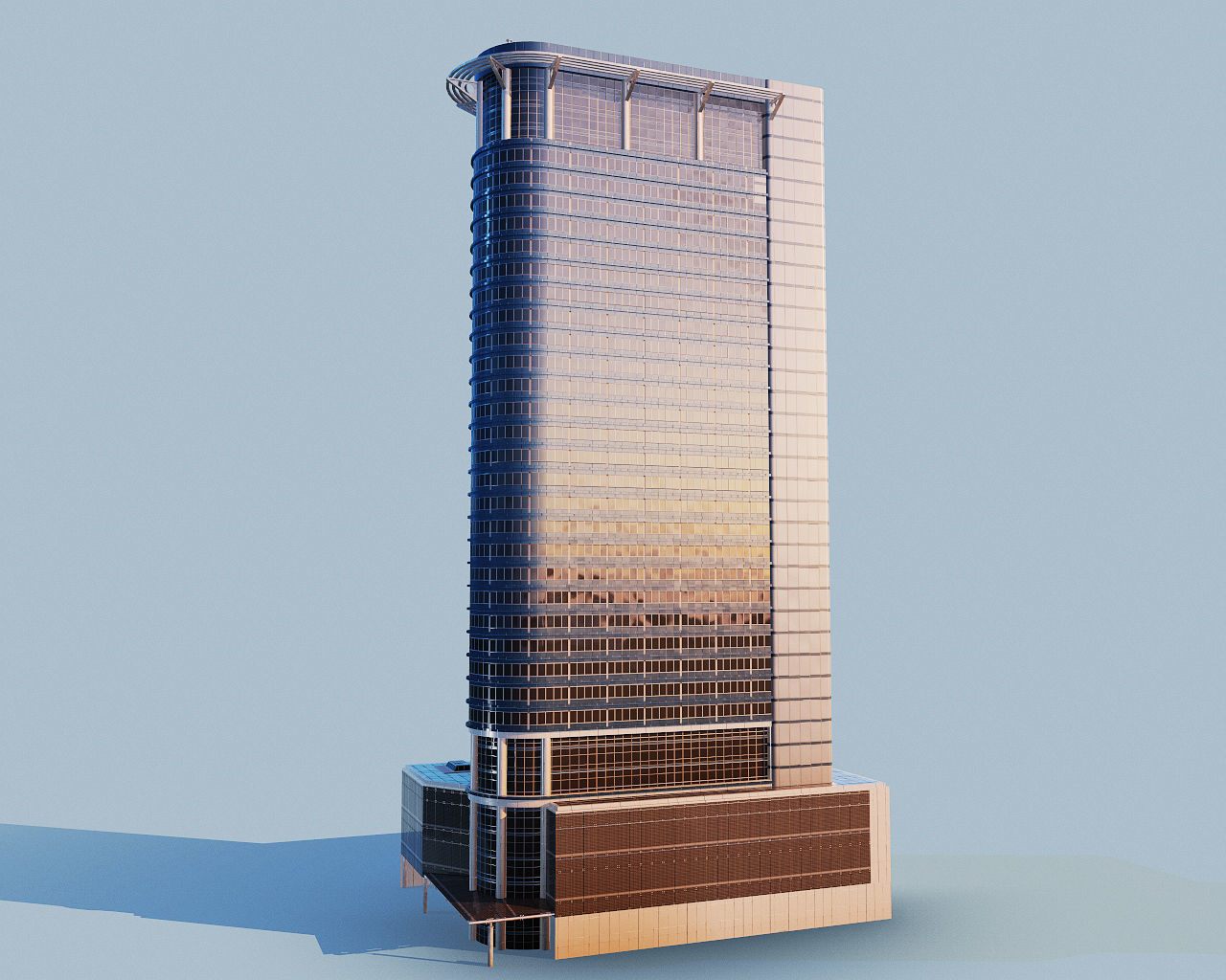 Highrise building - Chevron House Low-poly 3D model_6