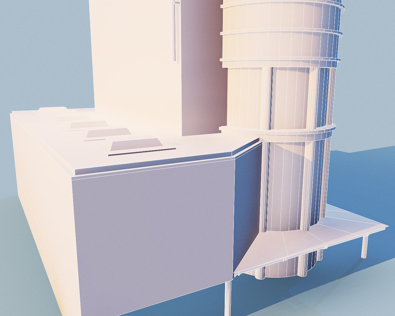 Highrise building - Chevron House Low-poly 3D model_19