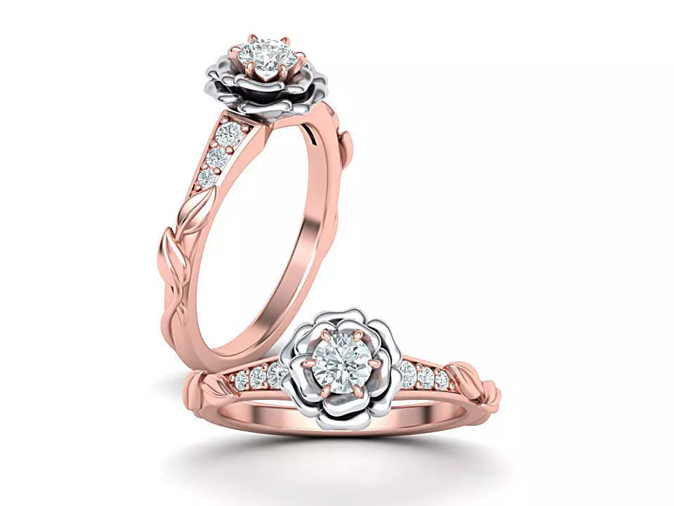 Flower Rose Ring Engagement ring Own design 0413 3dmodel 3D print model_0