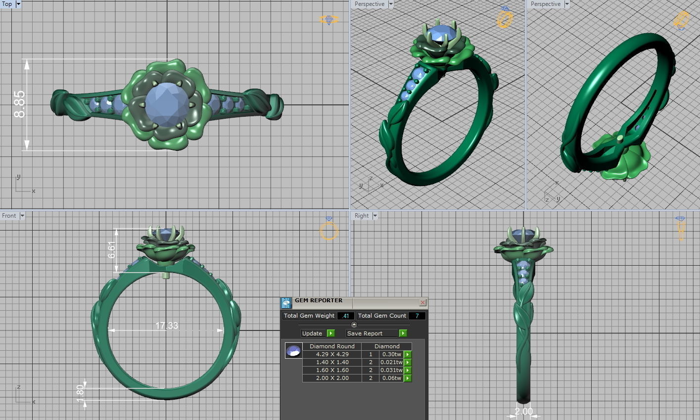 Flower Rose Ring Engagement ring Own design 0413 3dmodel 3D print model_3