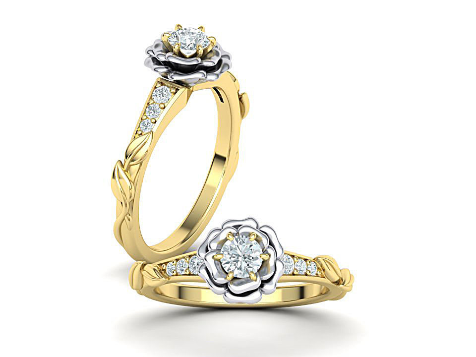 Flower Rose Ring Engagement ring Own design 0413 3dmodel 3D print model_2
