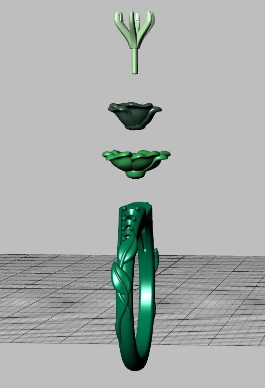 Flower Rose Ring Engagement ring Own design 0413 3dmodel 3D print model_14