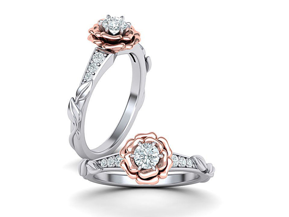 Flower Rose Ring Engagement ring Own design 0413 3dmodel 3D print model_1