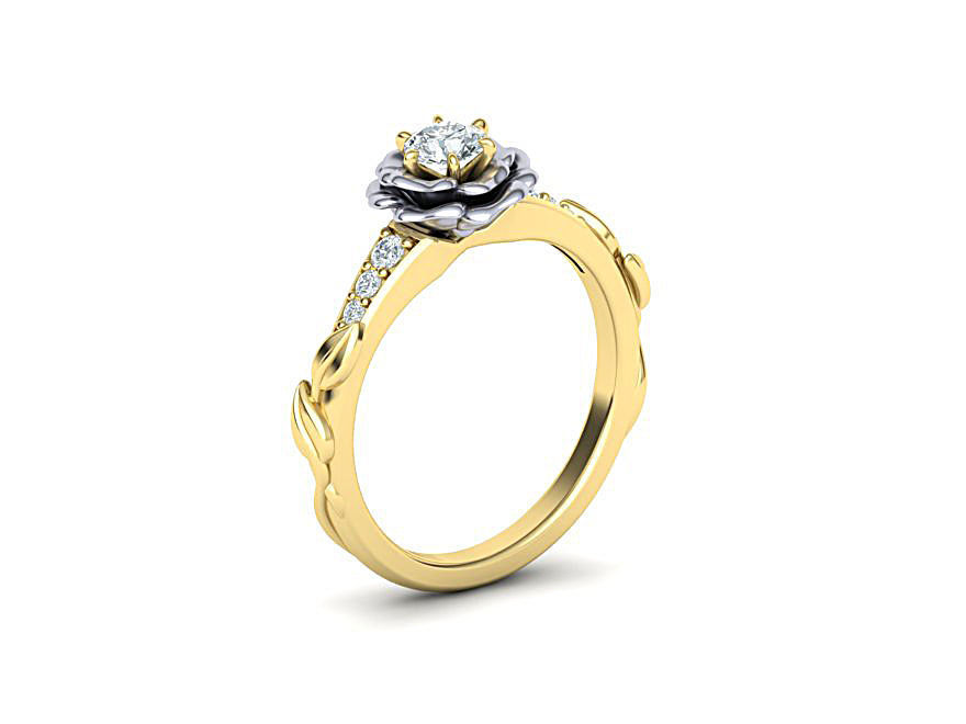 Flower Rose Ring Engagement ring Own design 0413 3dmodel 3D print model_11