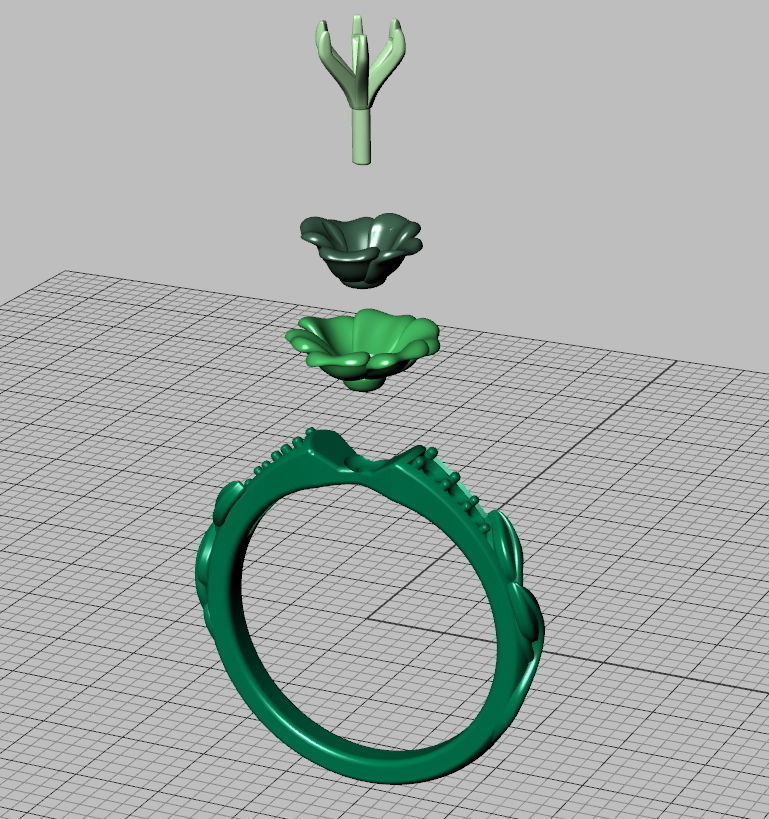 Flower Rose Ring Engagement ring Own design 0413 3dmodel 3D print model_12