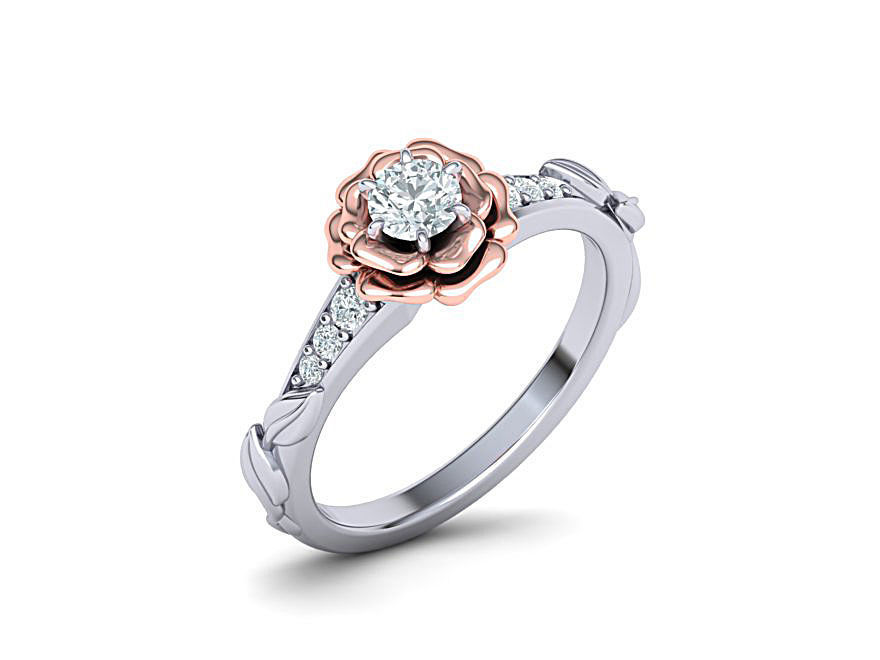 Flower Rose Ring Engagement ring Own design 0413 3dmodel 3D print model_7