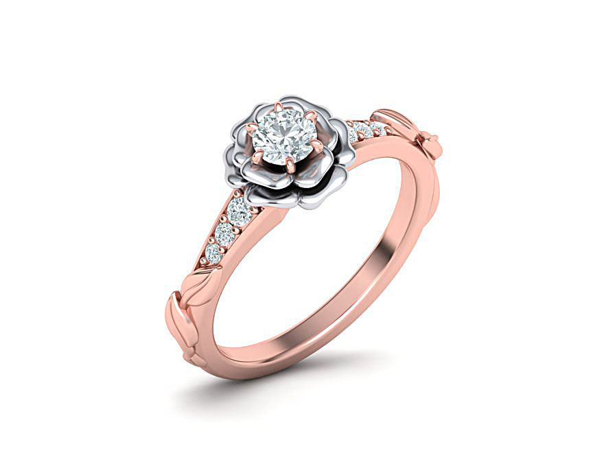 Flower Rose Ring Engagement ring Own design 0413 3dmodel 3D print model_6
