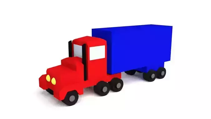 Low Poly Cartoon Toy Truck
