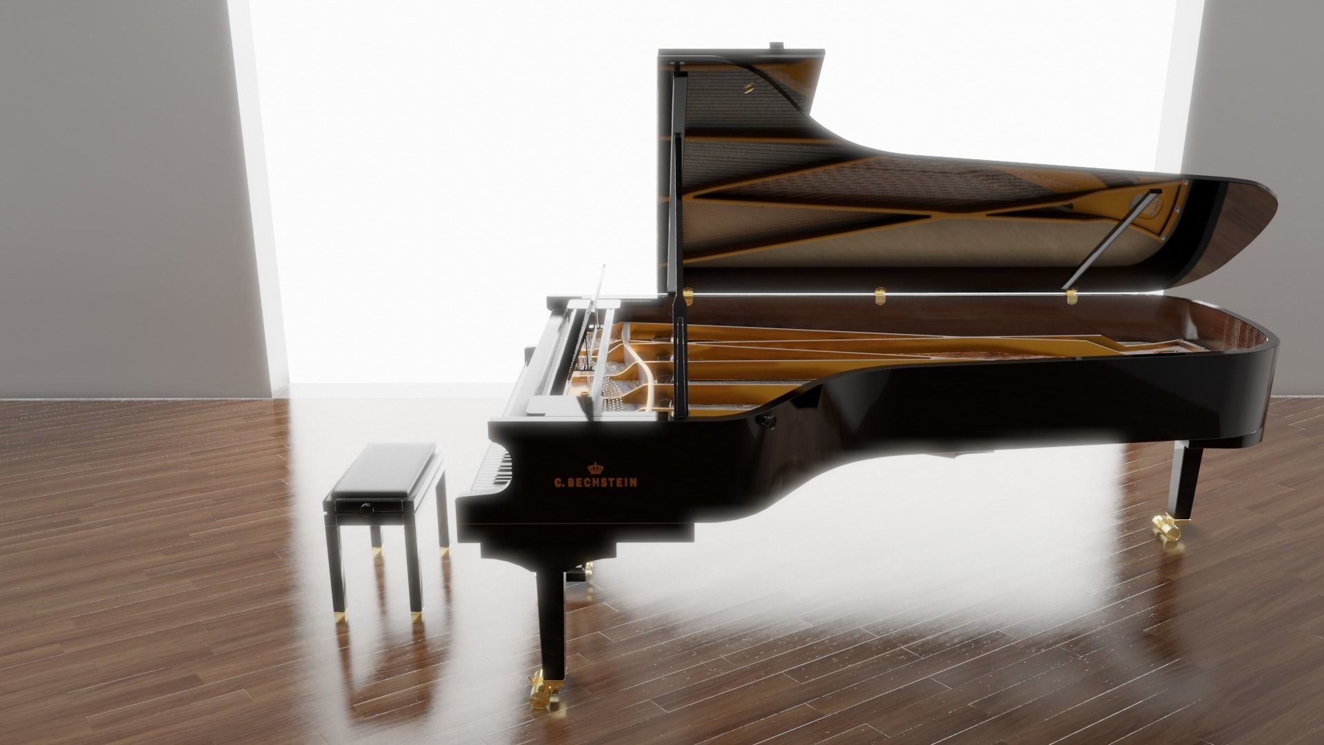 C Bechstein grand piano 3D model_4