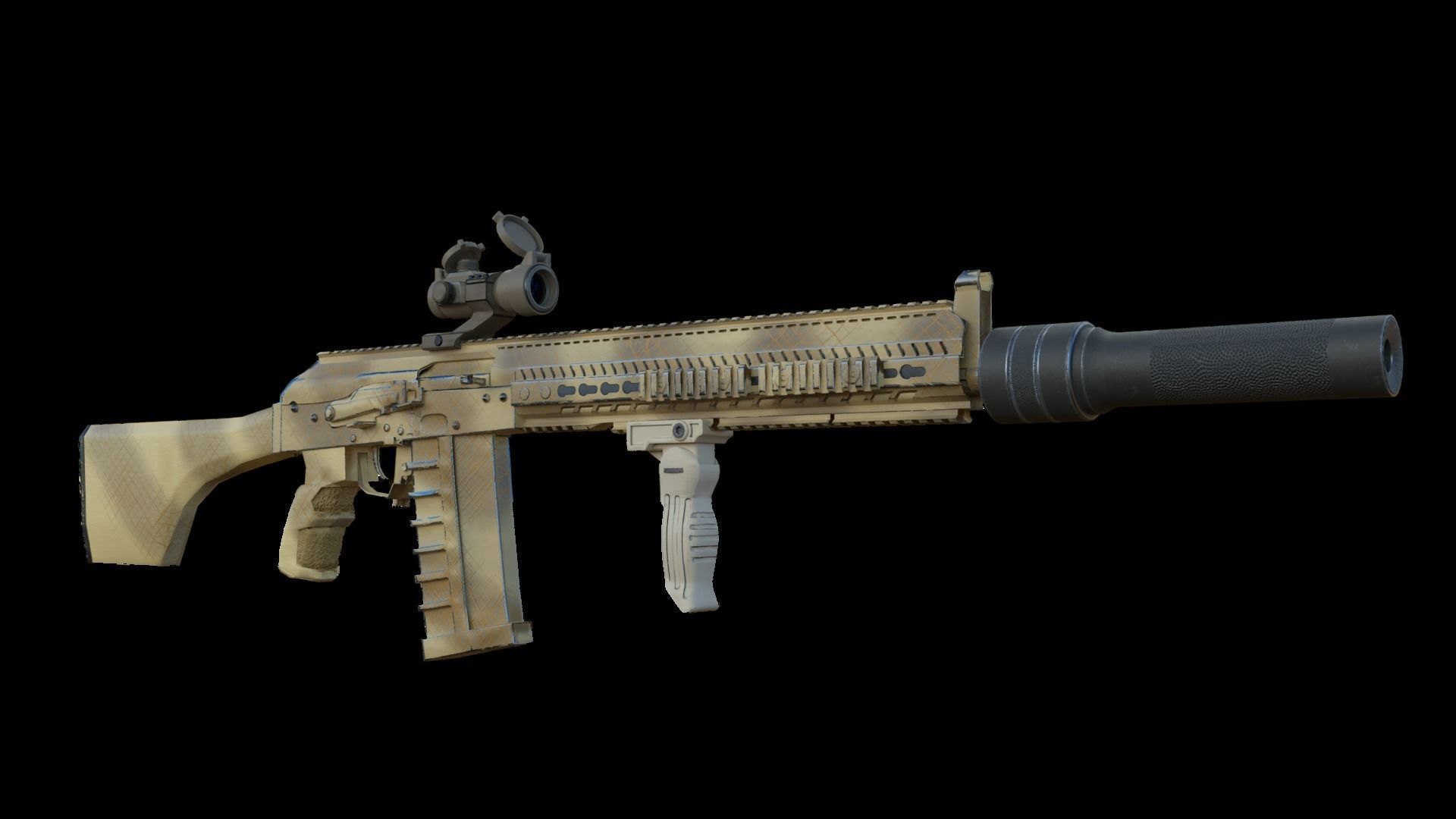 Silencer rifle Low-poly 3D model_2