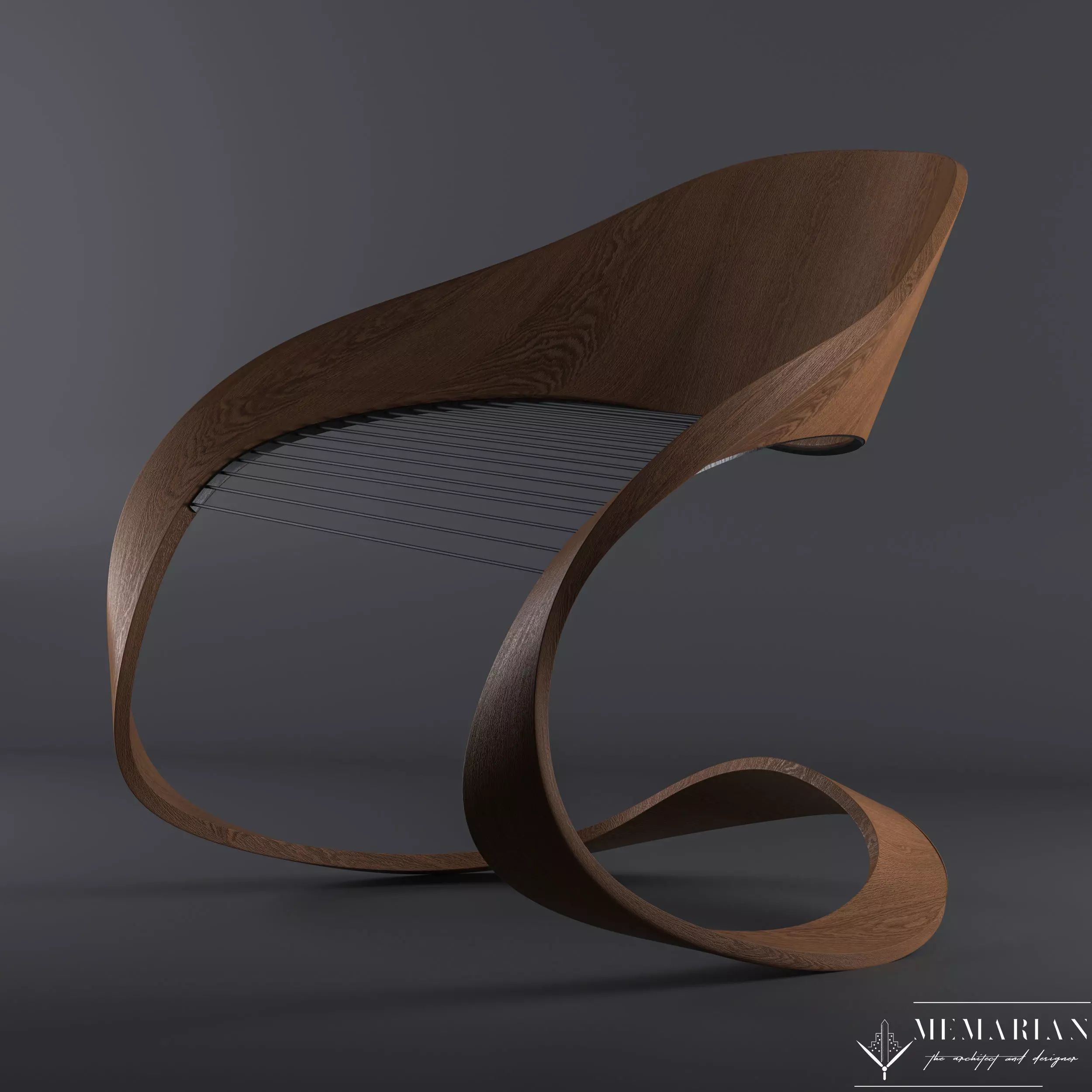 Curved chair 3D model_0