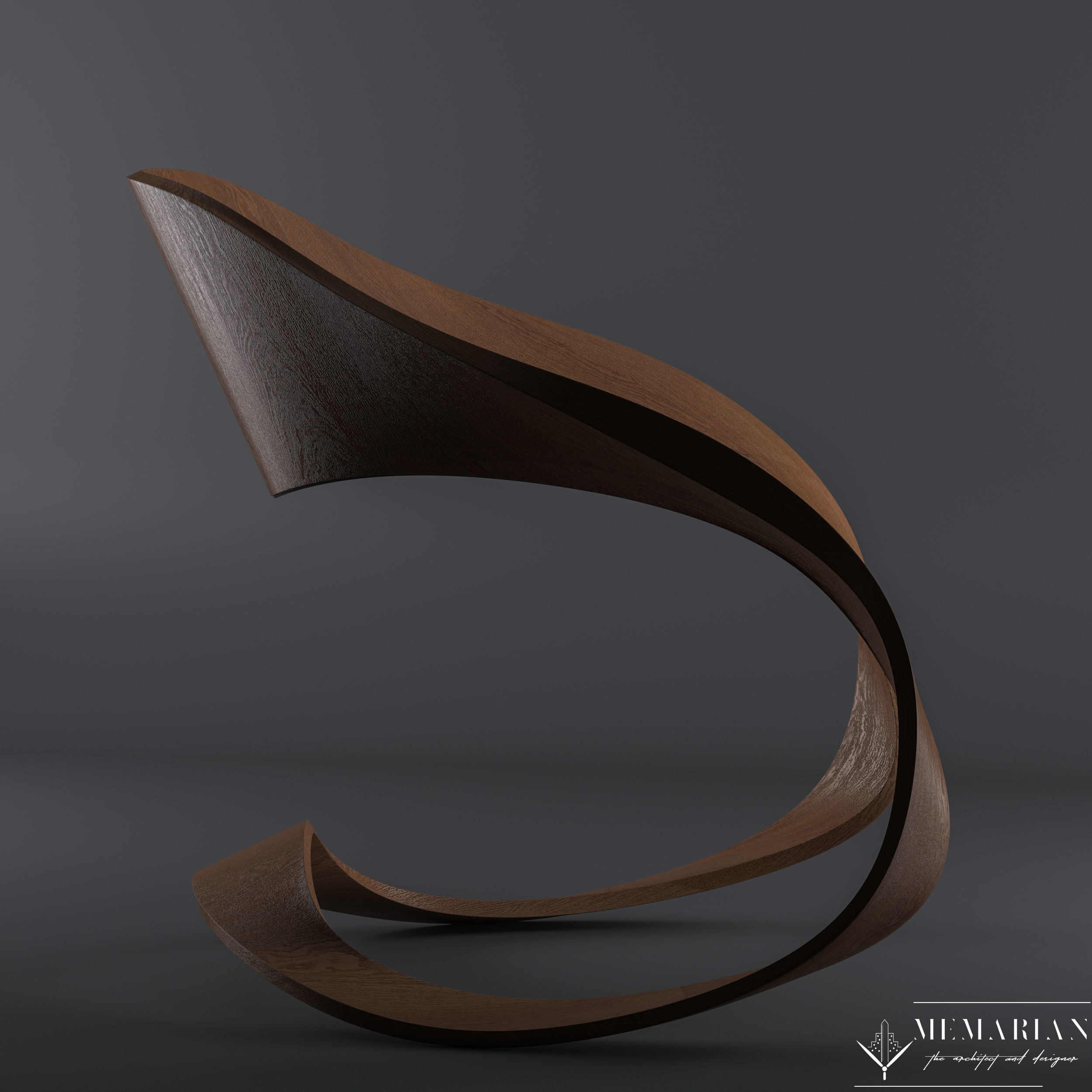 Curved chair 3D model_2