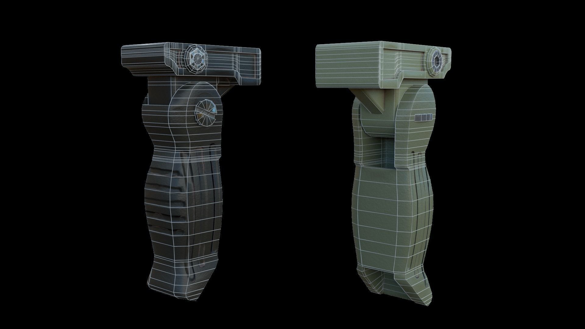 Foregrips three different metal brackets Low-poly 3D model_13