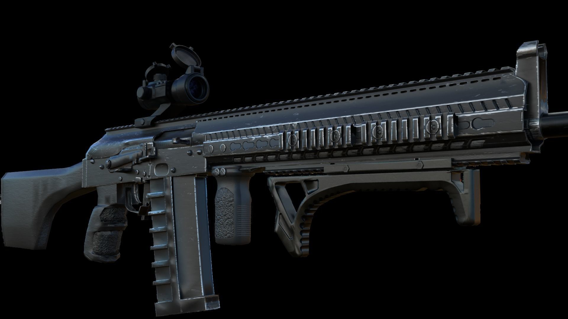 Foregrips three different metal brackets Low-poly 3D model_1