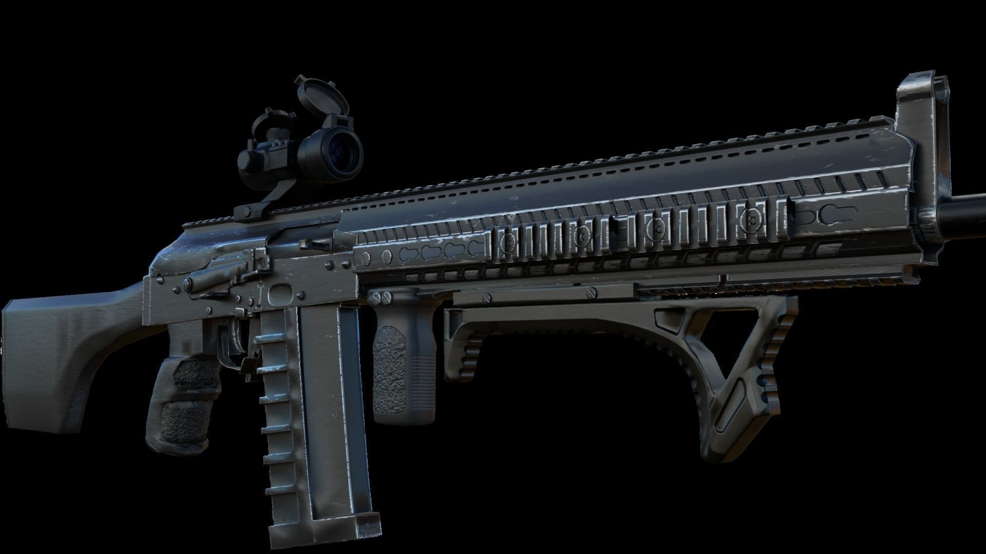 Foregrips three different metal brackets Low-poly 3D model_2