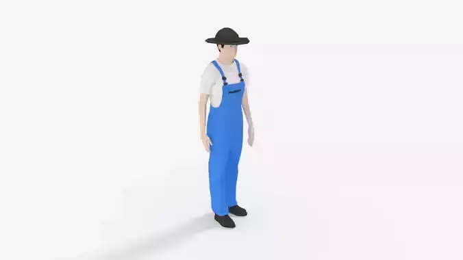 Low Poly Farmer Man Free low-poly 3D model
