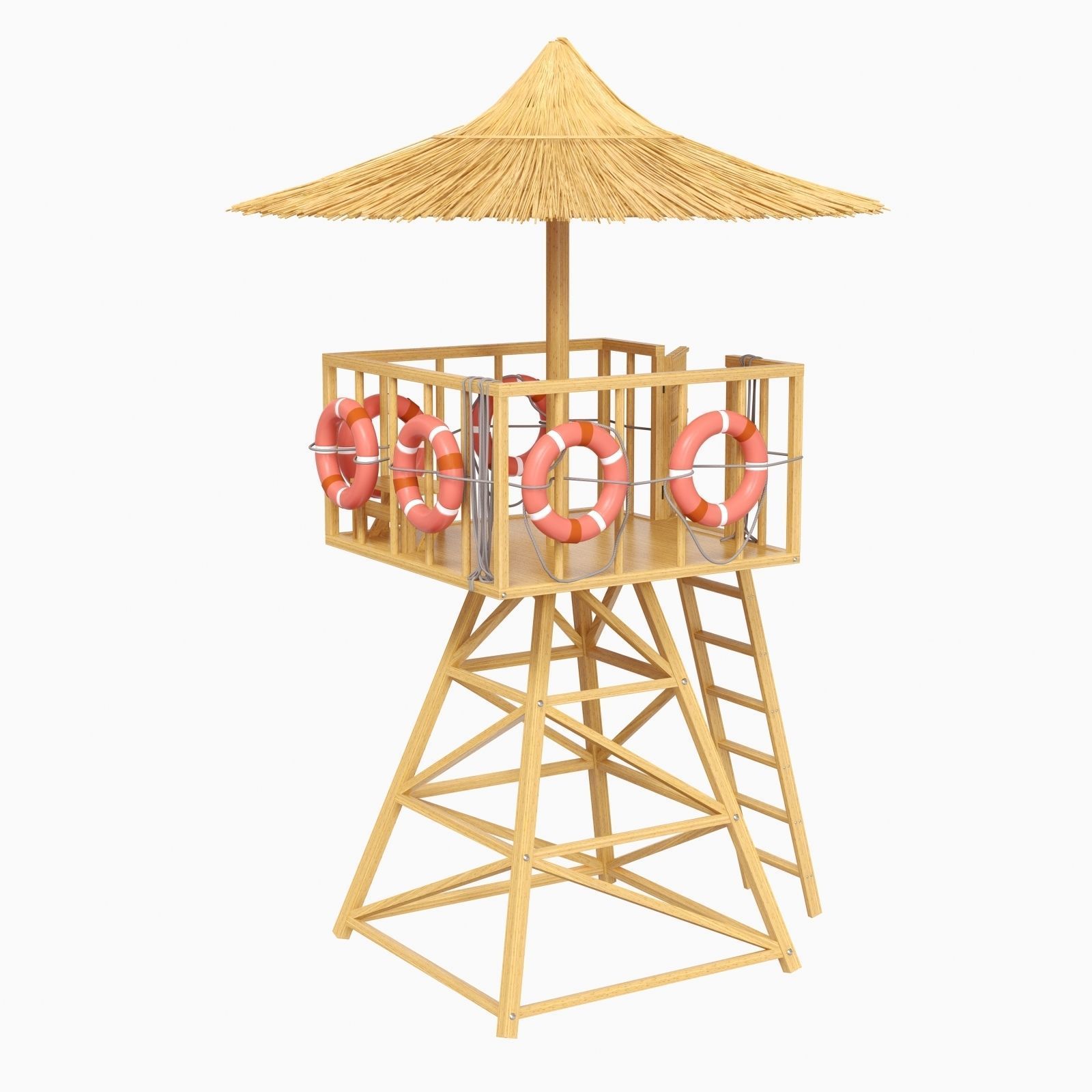 Beach Lifeguard-tower with lifeboy 3D model_5