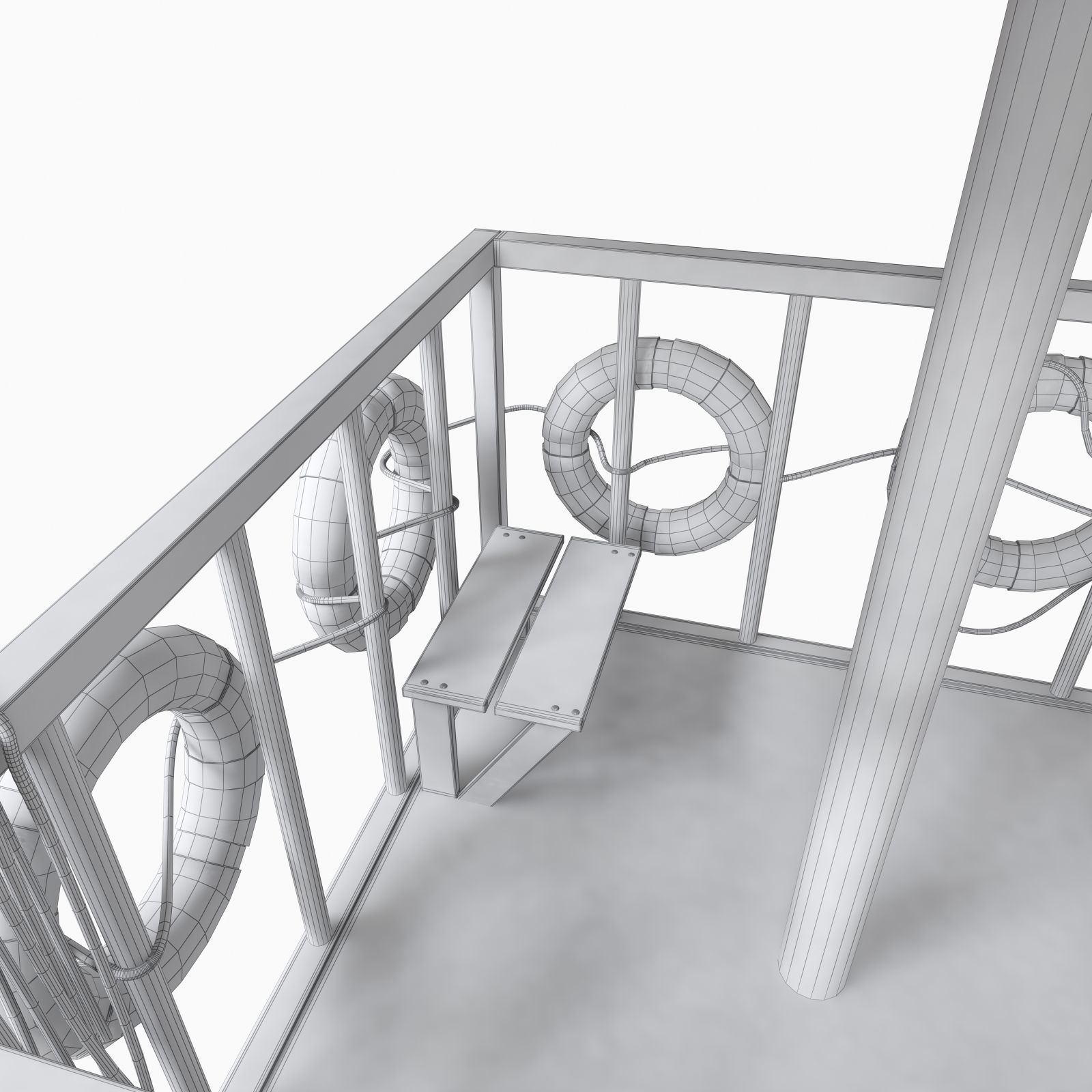 Beach Lifeguard-tower with lifeboy 3D model_7