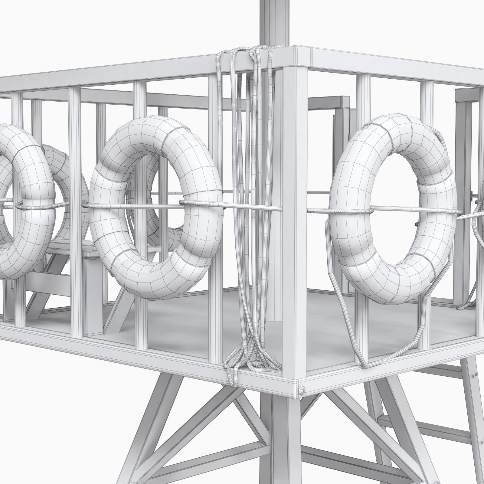 Beach Lifeguard-tower with lifeboy 3D model_10