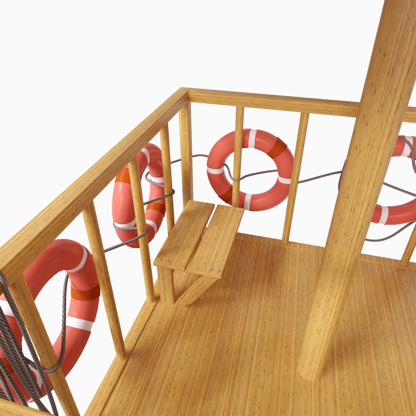 Beach Lifeguard-tower with lifeboy 3D model_6