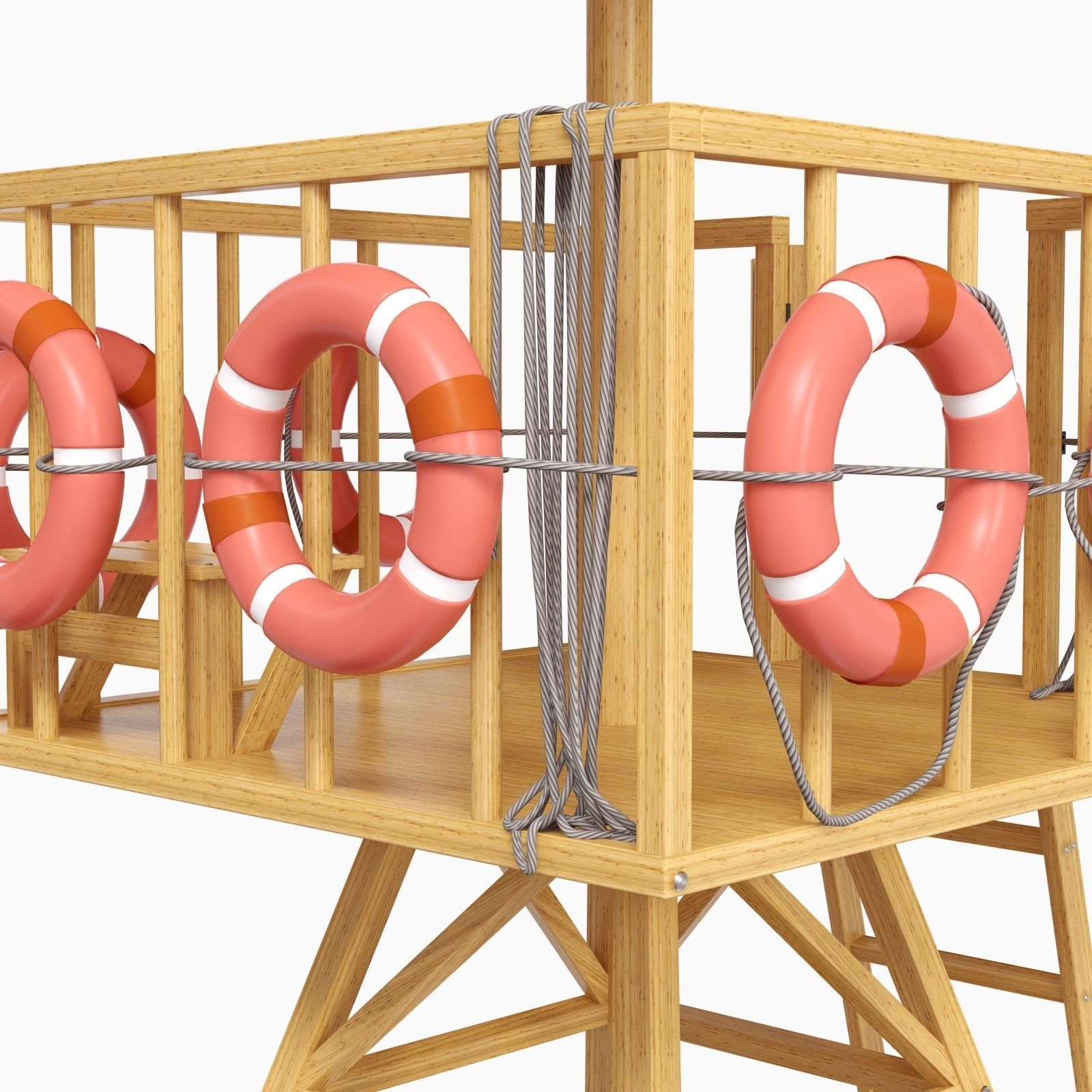 Beach Lifeguard-tower with lifeboy 3D model_9