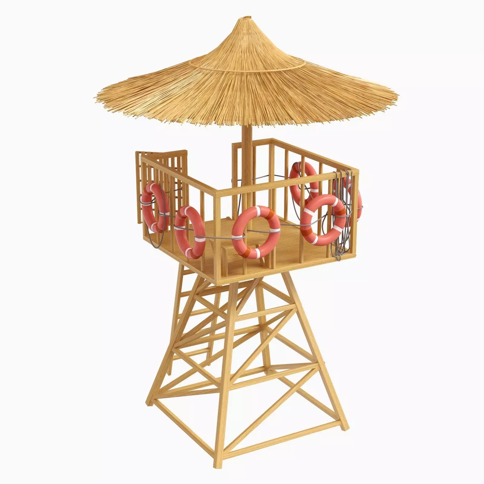 Beach Lifeguard-tower with lifeboy 3D model_0