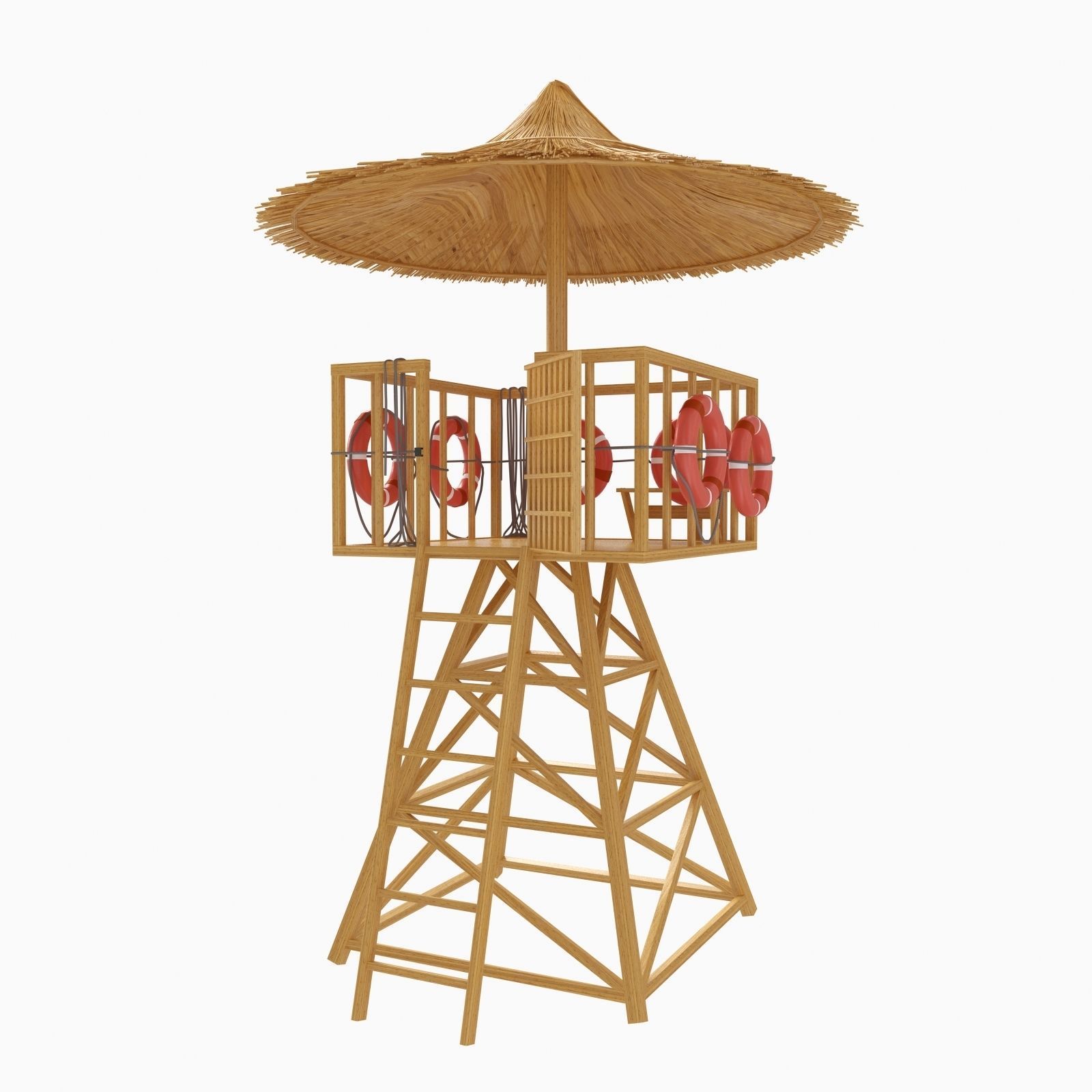 Beach Lifeguard-tower with lifeboy 3D model_8