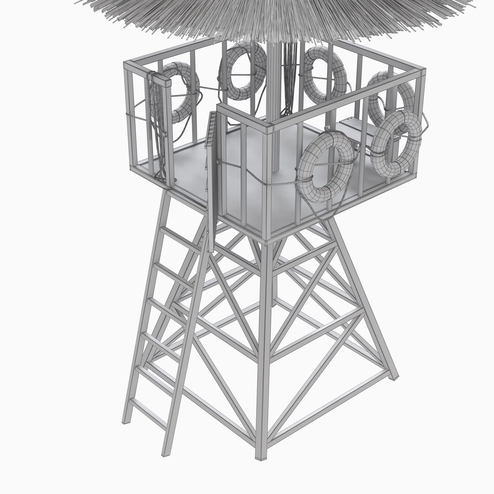 Beach Lifeguard-tower with lifeboy 3D model_3