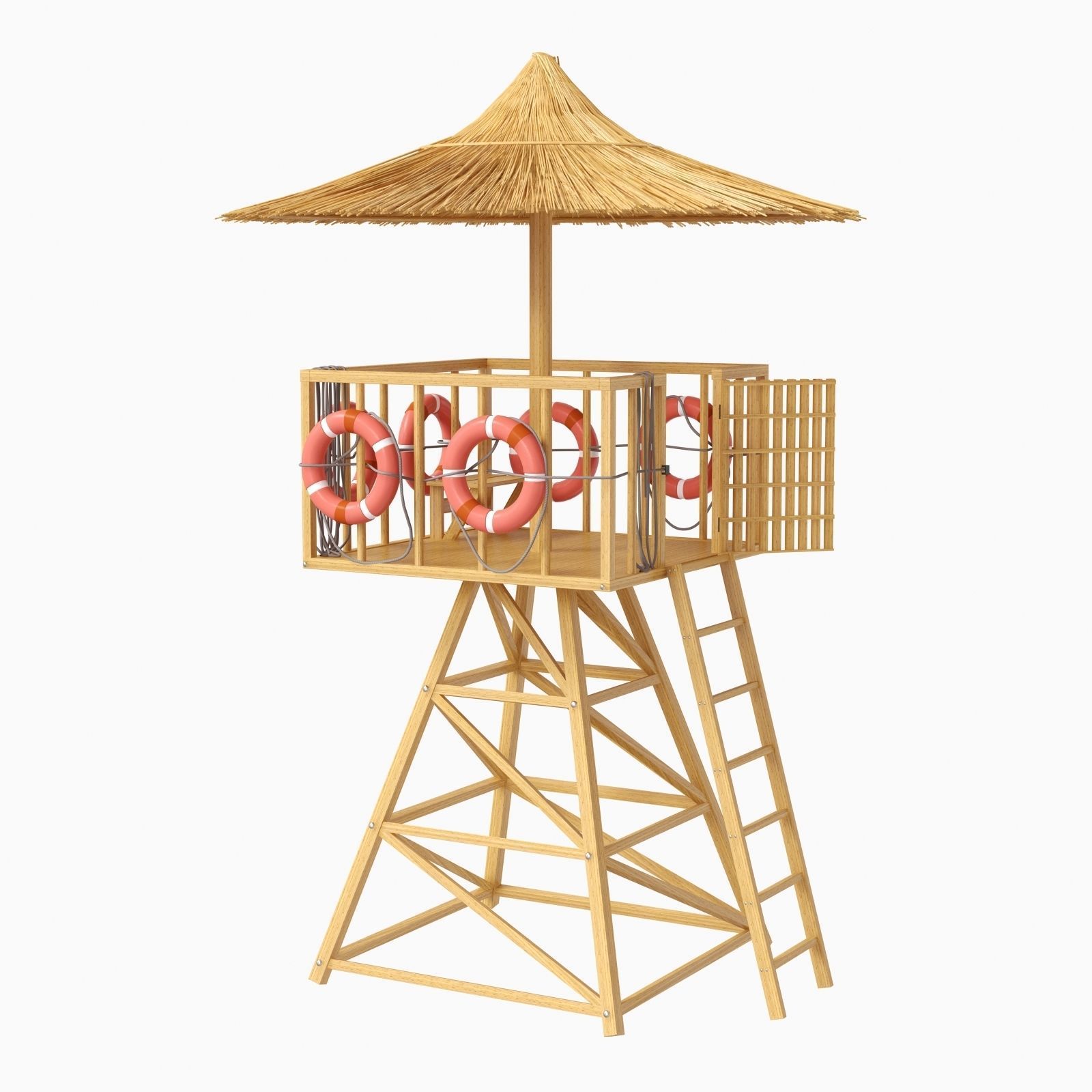 Beach Lifeguard-tower with lifeboy 3D model_4