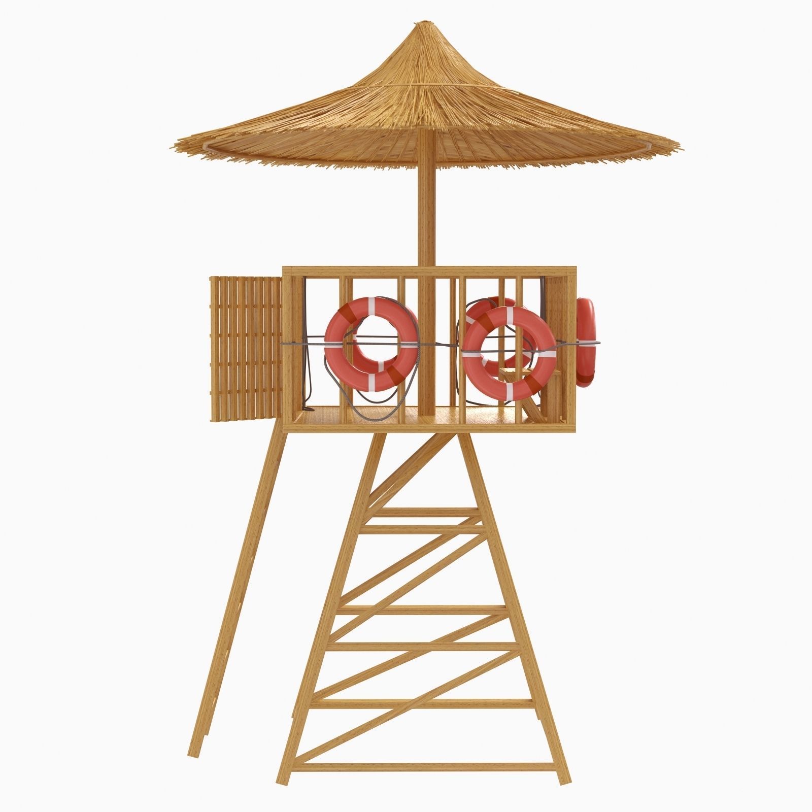 Beach Lifeguard-tower with lifeboy 3D model_1